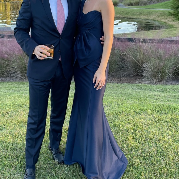 Badgley Mischka Navy Blue Gown - Picture 1 of 2